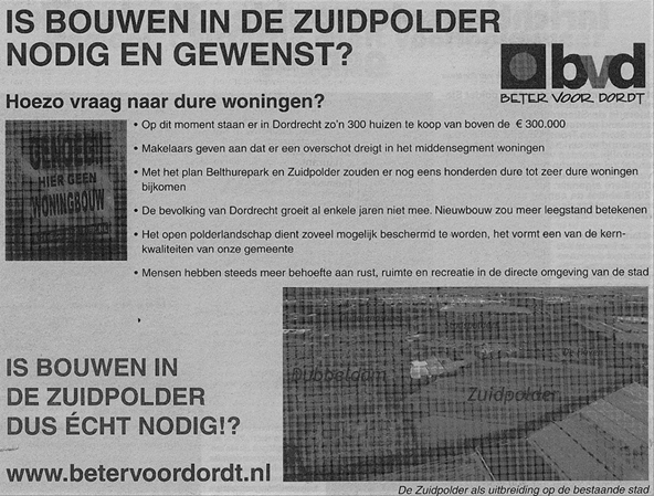 Is bouwen in de zuidpolder nodig en gewenst? -Artikel Beter voor Dordt