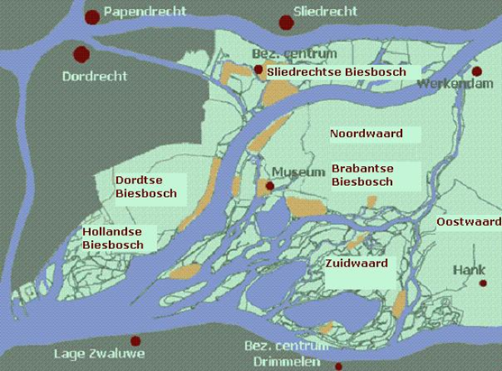 Kaart Biesbosch delen